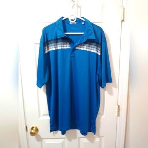 Men's A/U/R blue, short sleeved, 3 button w/collar. Size XXL